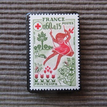 ★フランス　赤十字 切手ブローチ 5337の画像