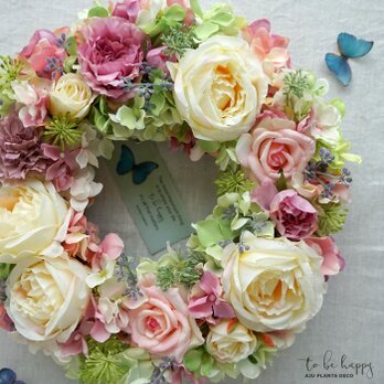 Wreath~to be happy~ 27cm （造花）の画像