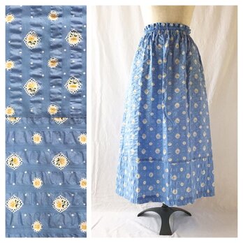 フレンチリップルの裾切替スカート（ライラックブルー）の画像