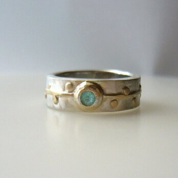 青いトルマリンの指輪の画像