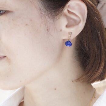 【14kgf】lapis lazuli marron cut pierced earringsの画像