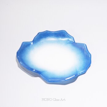花中皿-ブルー-【オリジナル・一点もの | ガラス中皿】の画像
