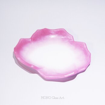 花中皿-ピンク-【オリジナル・一点もの | ガラス中皿】の画像