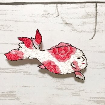 手刺繍浮世絵ブローチ＊落合芳幾「見たて似たかきん魚」よりの画像