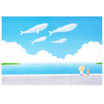 ポストカード「空泳ぐクジラ」の画像