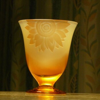 ひまわりの食前酒グラス B　琥珀色×オレンジ　（1個）の画像