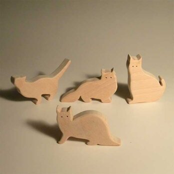 木のパズル　四匹の猫ｂの画像