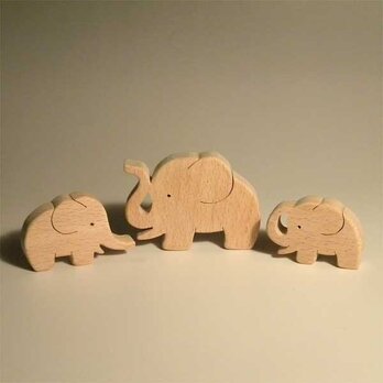 木のパズル　象の親子の画像