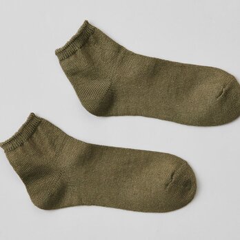 リネンアンクルソックス（ライトオリーブ）メンズ