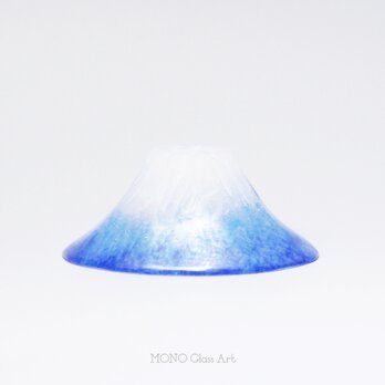 ぐい呑 富士 2【パートドヴェールガラス酒器-青色- | オリジナル・一点もの】の画像