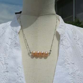 ピンクの淡水パールが可愛いネックレス(送料無料）