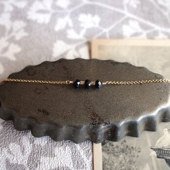 Fortune Ring Bracelet ■14kgf　天然石 Excellent■ ブラックスピネルの画像