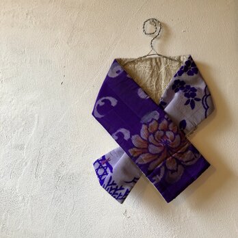 銘仙×リネン刺繍の小さな襟巻き282　ストール ネックウォーマー プチマフラー リバーシブルの画像
