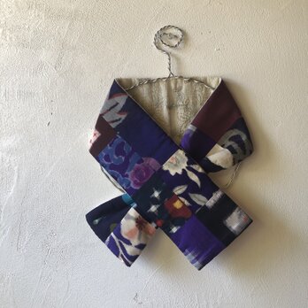 銘仙×リネン刺繍の小さな襟巻き242　ストール ネックウォーマー プチマフラー リバーシブルの画像