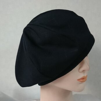 魅せる帽子☆超軽量35g!!涼しい♪リバーシブルベレー～ブラック&グレーの画像