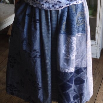 久留米絣反物からパッチスカートの画像