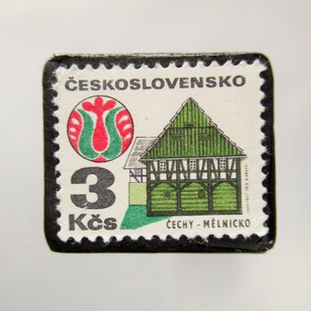 チェコスロバキア　切手ブローチ5349