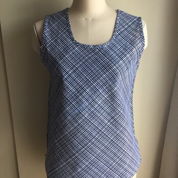 浴衣タンクトップLLサイズ（格子ななめ柄）