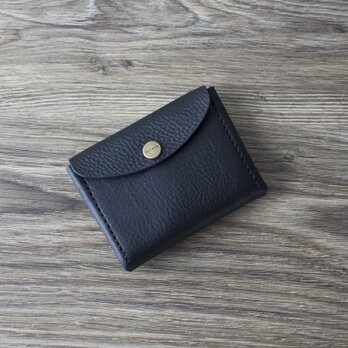 イタリア製牛革のコンパクト財布　L ／ ブラック※受注製作の画像