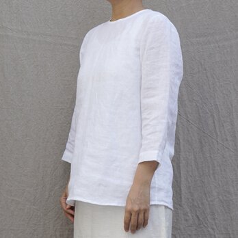 【受注製作】リネン プルオーバー8分袖/white/9号（S）