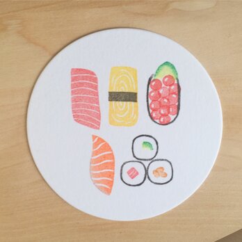 消しゴムはんこお寿司のメッセージカード【受注生産】の画像