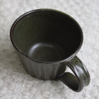 蕎麦釉シノギのコーヒーカップの画像