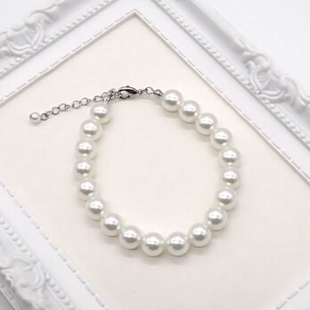８㎜パールブレスレット①【ホワイト・ナチュラル】