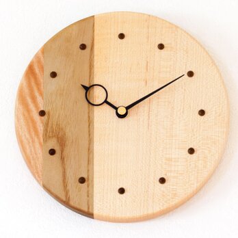 寄せ木の壁掛け時計　円形２−１の画像