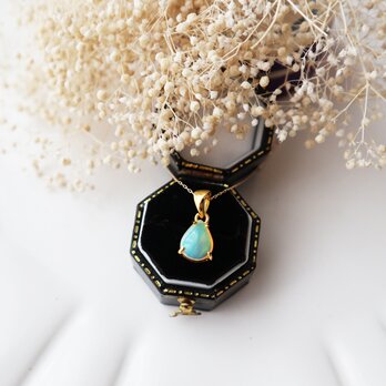 【K10】宝石質プレシャスオパールの一粒ネックレスの画像