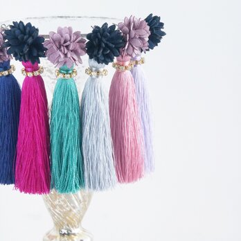 Flower&Silk Tassel Stud Earringsの画像