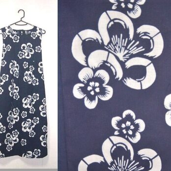 Sold Out浴衣リメイク♪梅が可愛い浴衣チュニックワンピース♪ハンドメイド・藍染め・梅・花柄・コットン