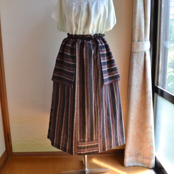 着物リメイク　木綿（と思われる）ギャザースカート　Ｊ-24の画像
