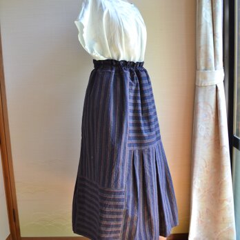 着物リメイク　木綿ギャザースカート　Ｊ-26の画像