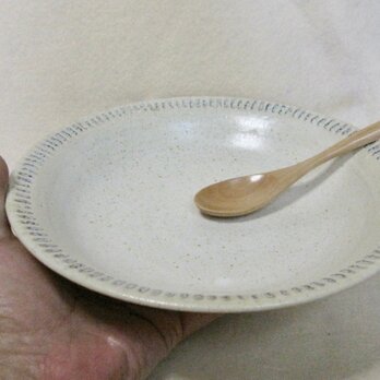 陶器 リムカレー皿　藁白釉【190811】の画像