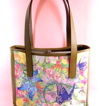 江戸美袋　花と揚羽蝶　トートバッグの画像