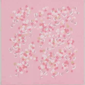 風呂敷　ふろしき　弁当包み　宇野千代　さくら　風花さくら　ピンク　ポリエステル100％　68cm幅 　ギフト　12-7530の画像