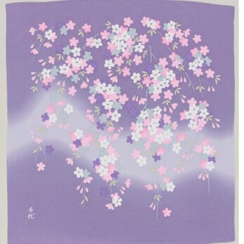 風呂敷　ふろしき　弁当包み　宇野千代　さくら　乙女桜　紫　ポリエステル100％　70cm幅 　ギフトの画像