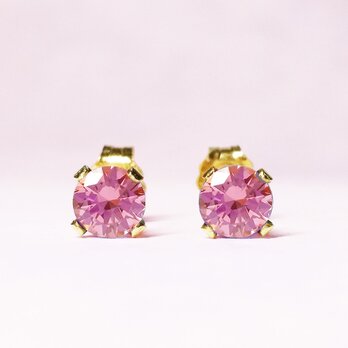 華やかな桜色。 ピンクサファイア ピアス / ノンホールピアス　　送料無料の画像