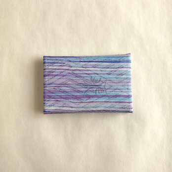 絹手染カード入れ（横・紫水色青光沢）の画像