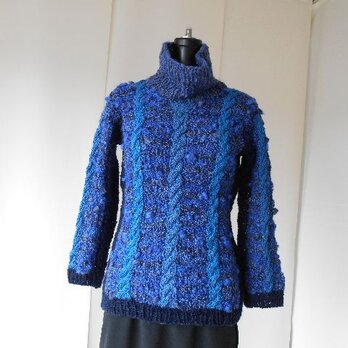 紺系の模様編みセーター（B）の画像