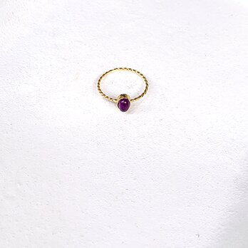 十金小型天然石入縦捻指輪紫水晶 rr-80-amの画像