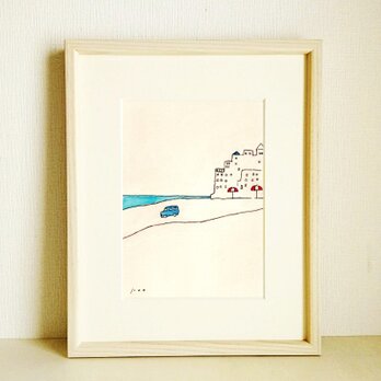 再販｜原画「バカンス」※木製額縁入り（インチサイズ）の画像
