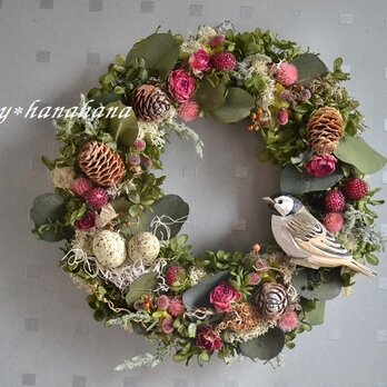 【敬老の日にも】木の実とベリーの小鳥wreathの画像