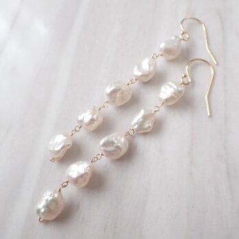 K14GF keshi water pearl long pierceの画像