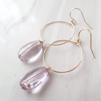 K14GF amethyst dew drop hoop pierceの画像