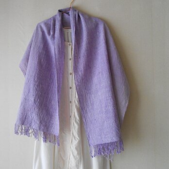 手紡ぎ手織り　綿100％の紫ストールの画像