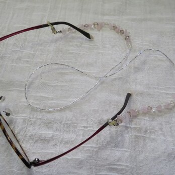 ローズクオーツの眼鏡ストラップ（送料無料）の画像