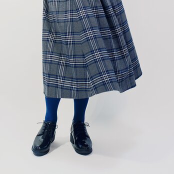 グレーでタータンを楽しむウールライク グレー 青 タータンチェック ロングスカート ●ROLLAの画像