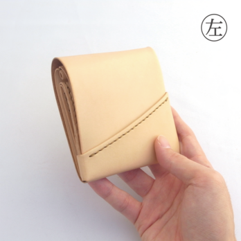 ヌメ革（生成り）のミニ財布【chotof/ちょとふ】#左利き用 #手縫いの画像