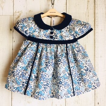 ダッフィーサイズのお洋服　小花ワンピース(ブルー)の画像